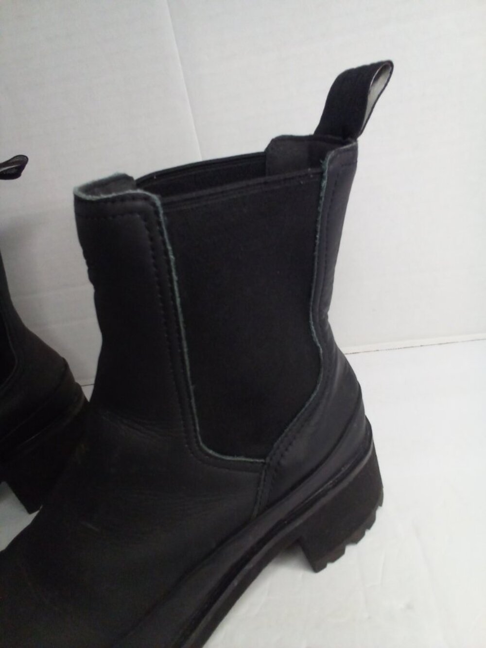 Timberland Rebotl Ankle Boots Women 8 Pull On Chunky Heel Black - Picture 8 of 14
